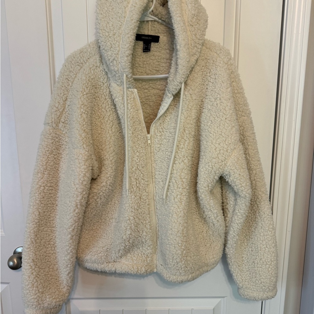 Plus size cropped fuzzy jacket